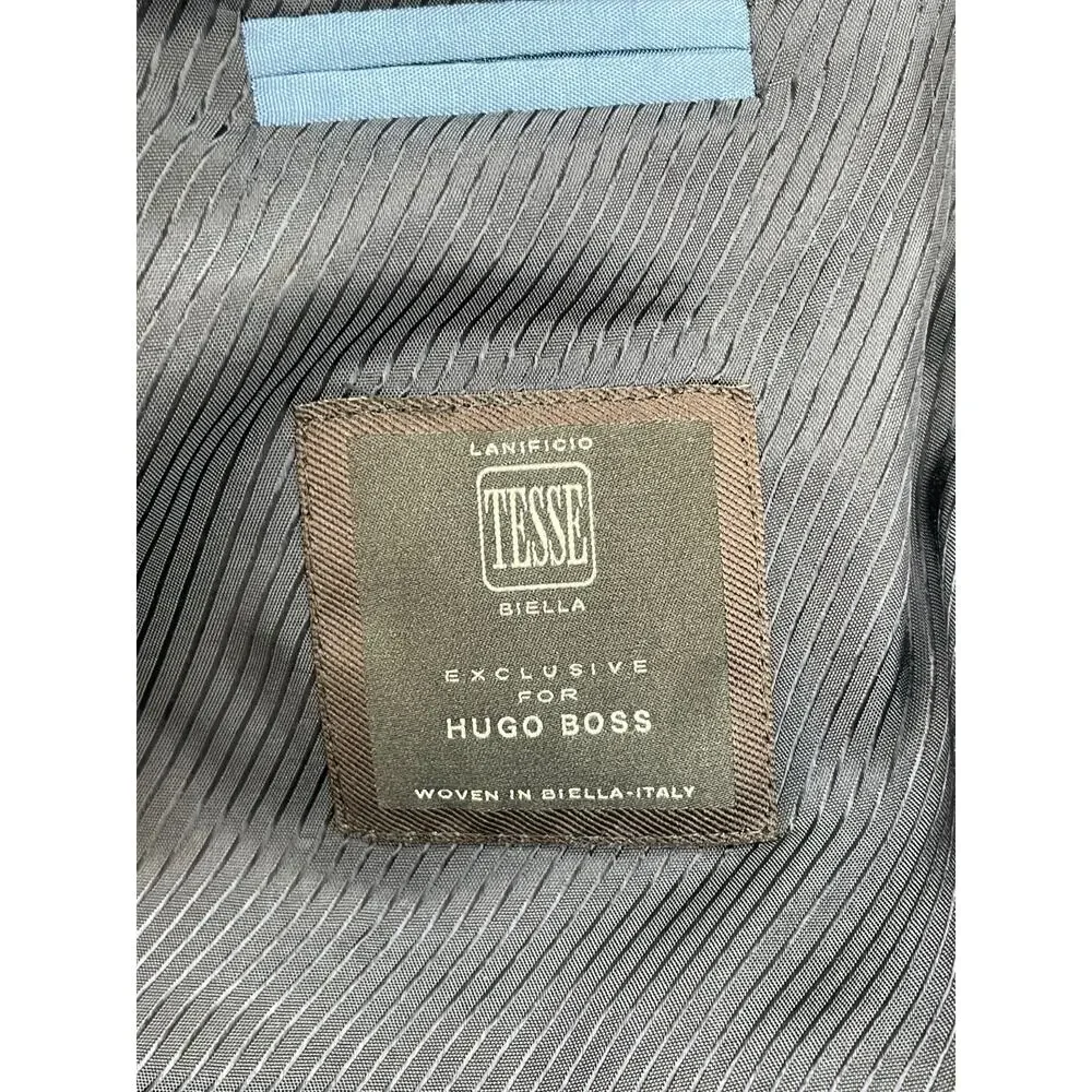 Hugo Boss‎ Blazer Mens 40S Plaid Lanificio 100% Wool 2-Button Single Breasted